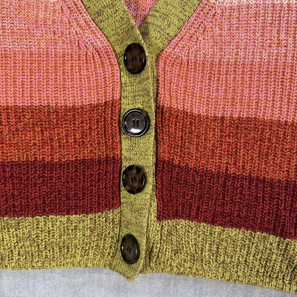 Urban Outfitters Sunset Striped Chunky Knit Cropped Cardigan Sweater Large UO - Picture 4 of 11